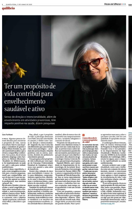 Ter um propósito de vida contribui para envelhecimento saudável e ativo